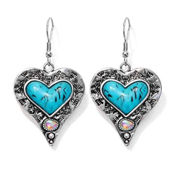 Anthropologie Jewelry - ⚜️ Western Style Earrings With Turquoise and Crystal